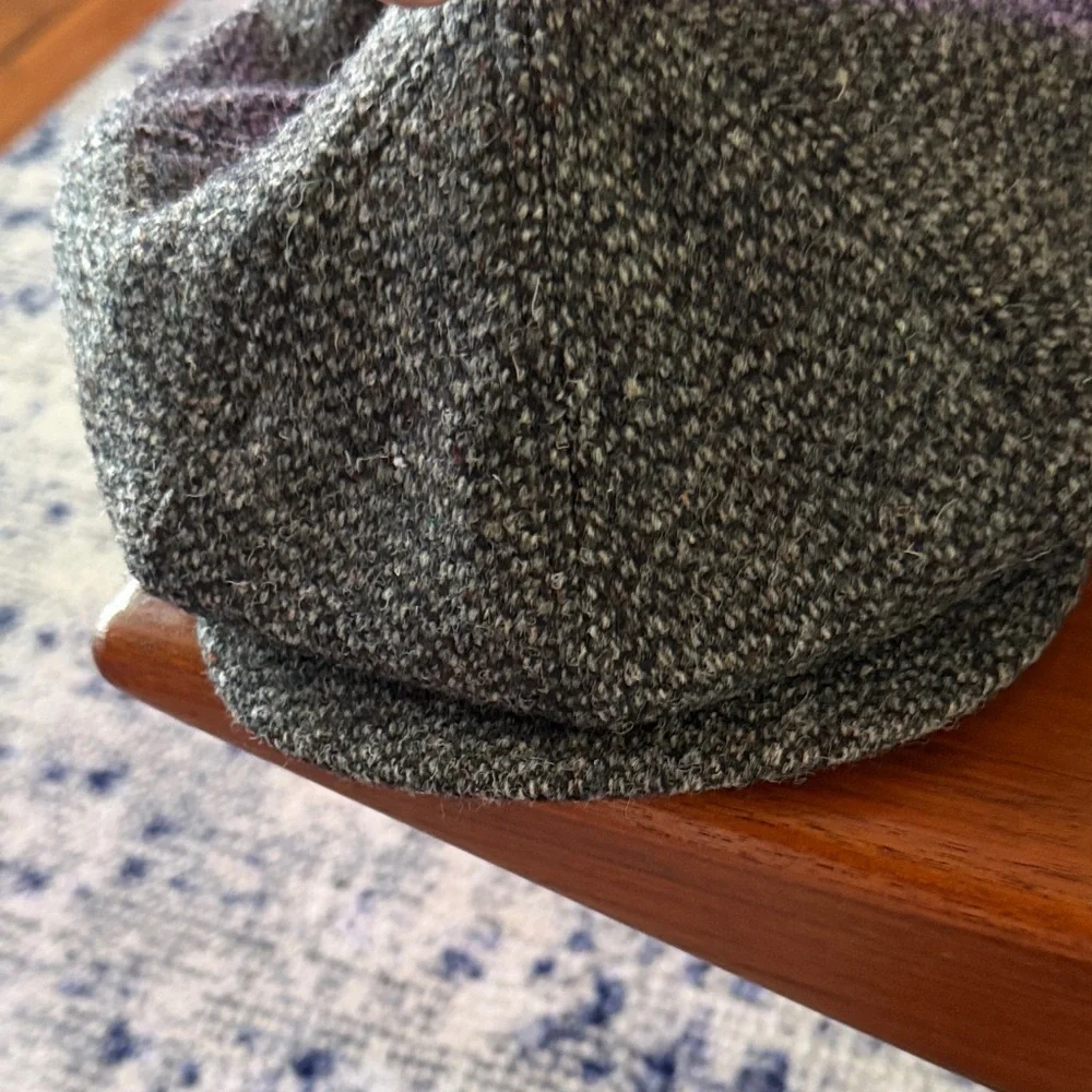 Vintage Lands' End Charcoal Tweed Newsboy Cap